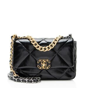 Chanel Shiny Crumpled Calfskin 19 Medium Flap Shoulder Bag